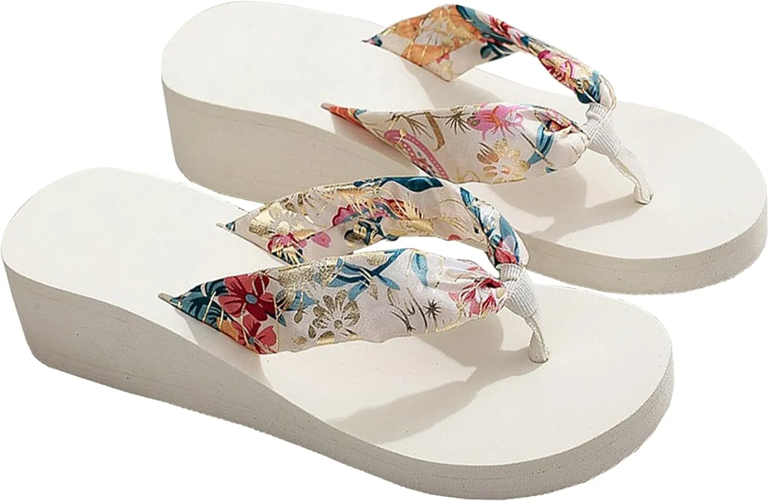 Women's Slope Heel Slippers Thongs Slippers Women's Thick Bottom Leisure Vacation Beach Slippers Seaside Thongs Slippers