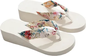 Women's Slope Heel Slippers Thongs Slippers Women's Thick Bottom Leisure Vacation Beach Slippers Seaside Thongs Slippers