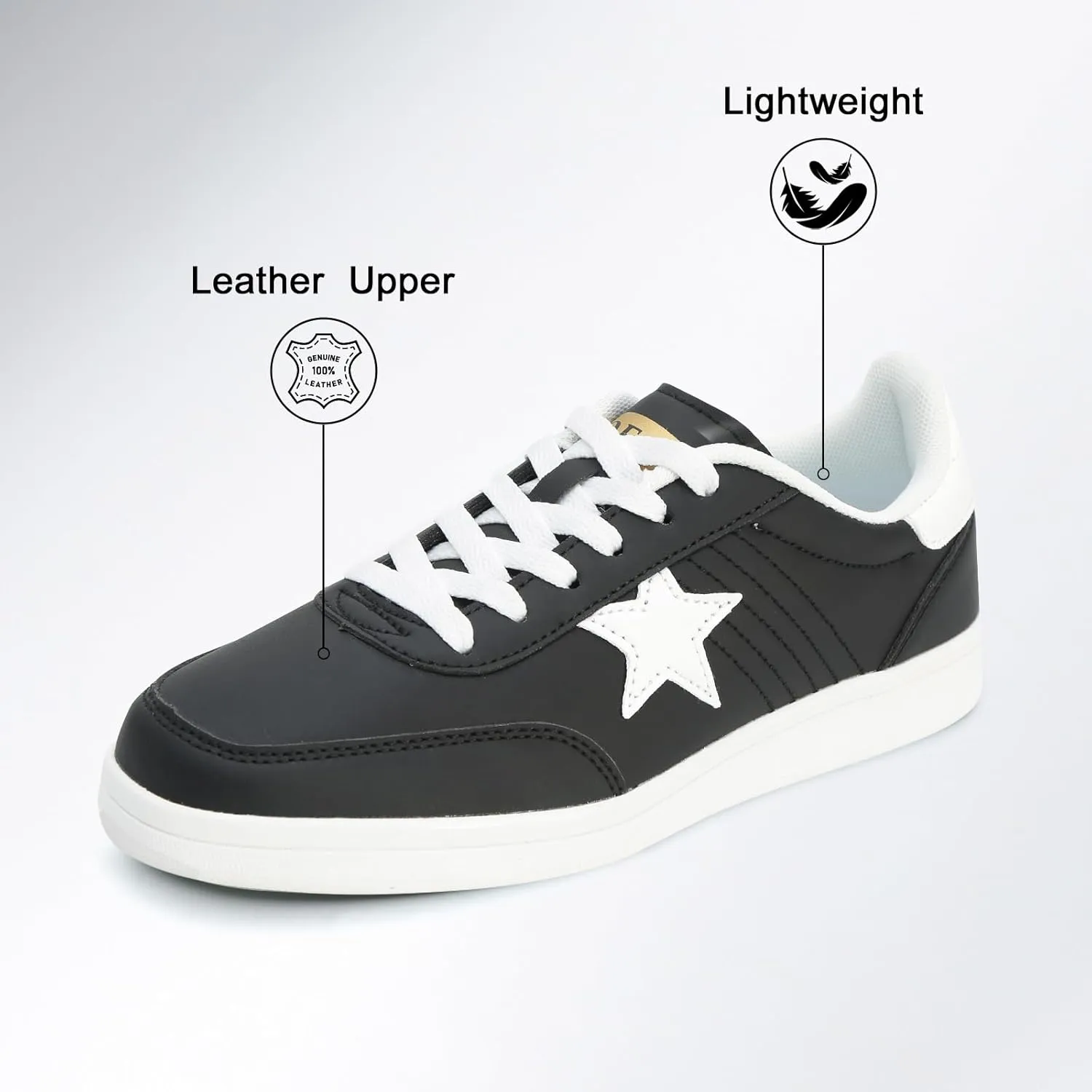 Women's Star Sneaker Lace Up Low Top Comfortable Cushioned Walking Shoes Casual Lightweight Breathable Tennis Shoes