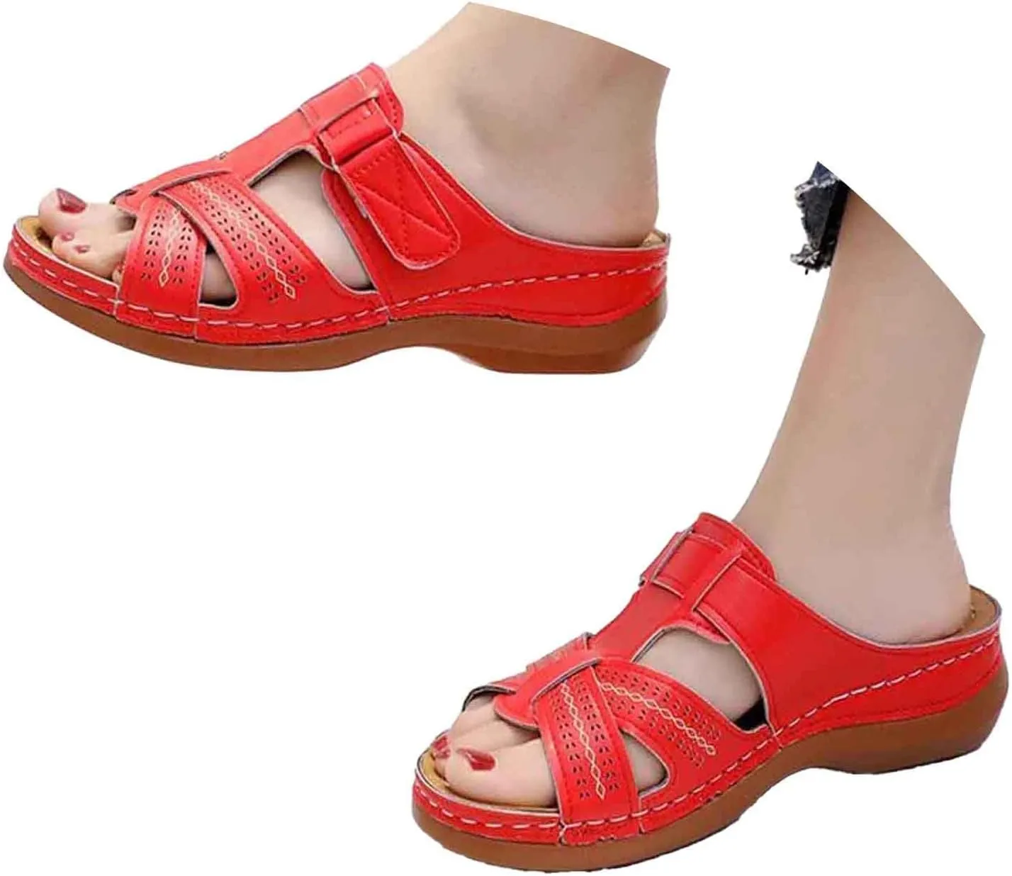 Womens Walking Sandals Comfortable Slip On Sandals Open Toe Breathable 2025 Summer Beach Vacation Casual Shoes