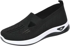 Women's Woven Orthopedic Breathable Soft Shoes Go Walking Slip on Diabetic Foam Shoes Slip in Sneakers Arch Support