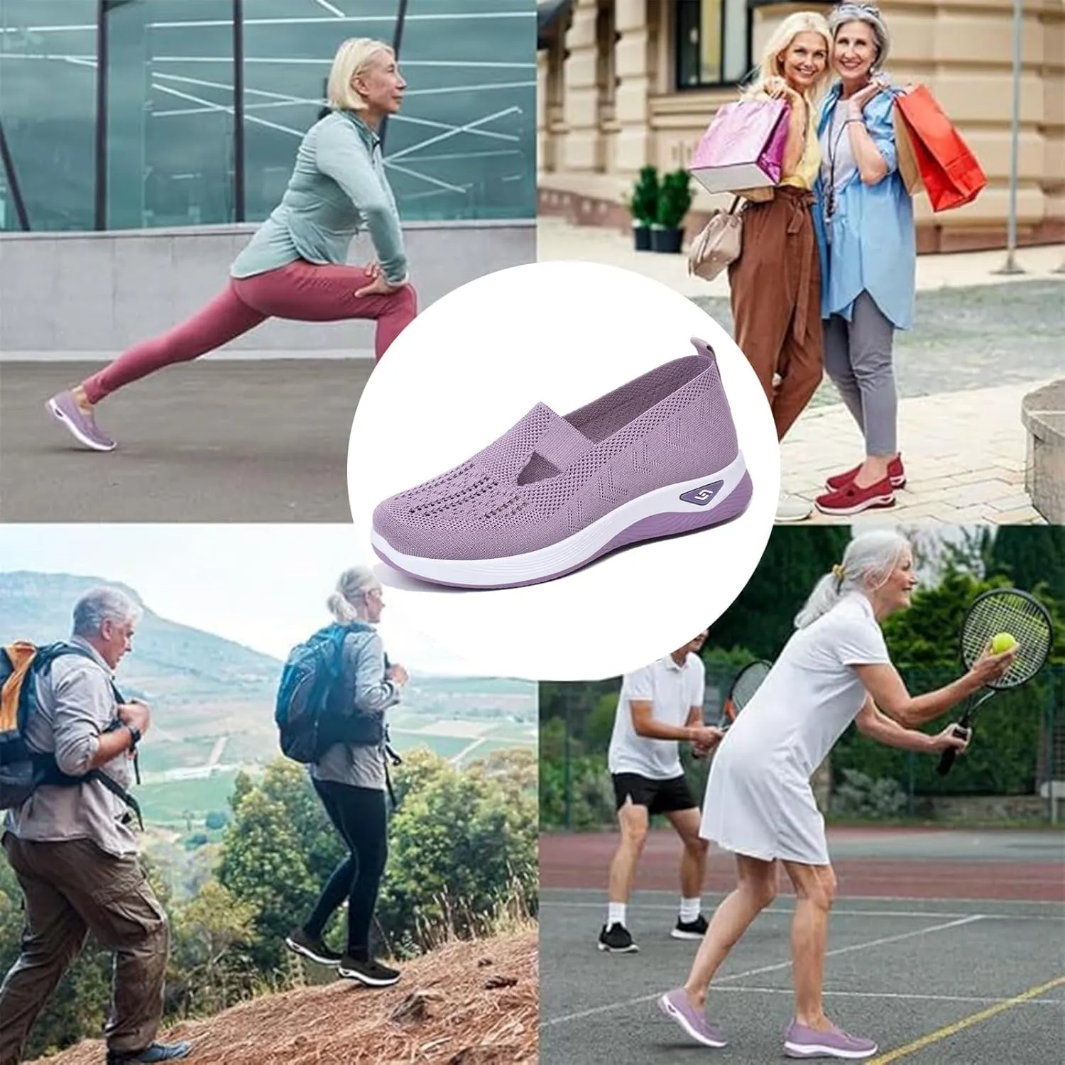 Women's Woven Orthopedic Shoes Breathable Soft Soled Go Walking Slip on Diabetic Foam Shoe Arch Support Hands Free Anti-Slip Sneakers