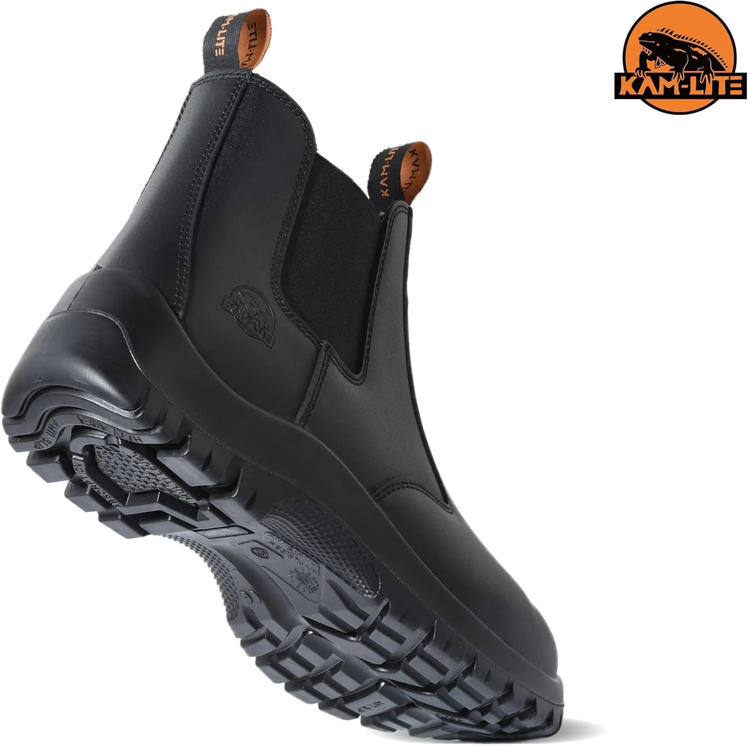 Work Boots for Men, Slip On Steel Toe Chelsea Safety Boots, Waterproof Slip Resistant Work Shoes, Lightweight Comfortable Breathable Non Slip Safety Toe Shoes