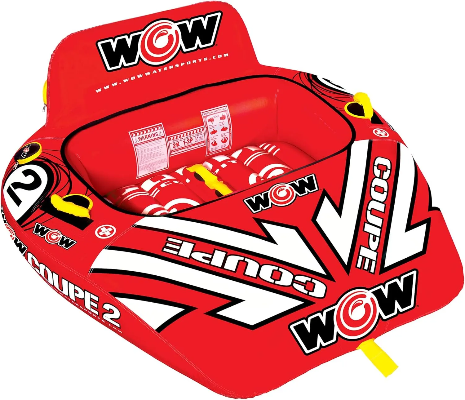 WOW Sports – Coupe Cockpit Towable Tube for Boating – 1-2 Person 340 lbs Capacity – Inflatable Boat Tube for Water Sports – Youth & Adults