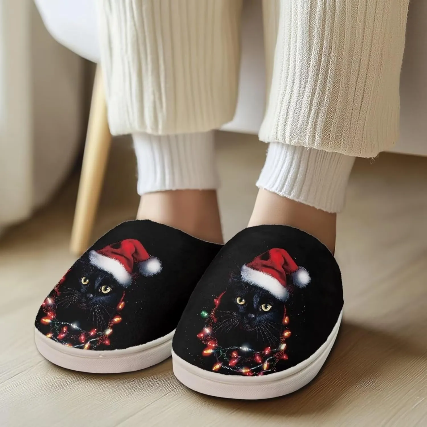 Xoenoiee Warm Slippers for Men Women Soft Comy House Slippers Lightweight Slip-On Fluffy Bedroom Home Shoes