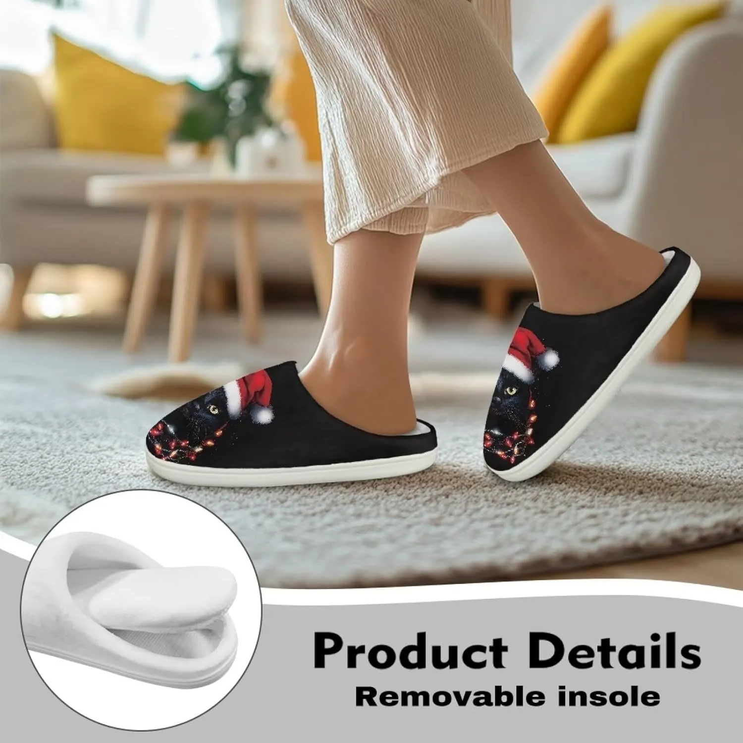 Xoenoiee Warm Slippers for Men Women Soft Comy House Slippers Lightweight Slip-On Fluffy Bedroom Home Shoes