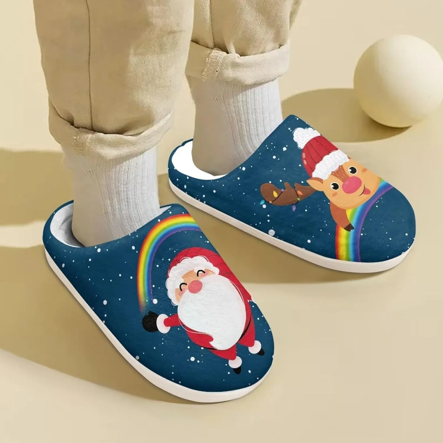 Xpyiqun Boys Girls Slippers Kids House Shoes Soft Plush Fuzzy Home Slippers Non-slip Slip On Shoes Size 9-14.5