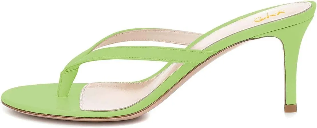 XYD Women Classic Thong Sandals Mid Heel Flip Flops Open Toe Daily Wearing Slippers Slip On Dress Party Shoes