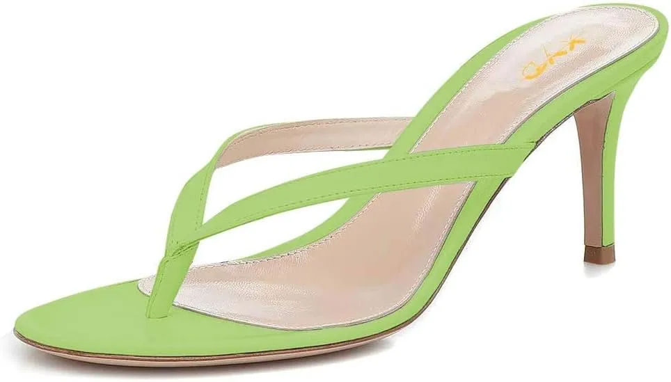 XYD Women Classic Thong Sandals Mid Heel Flip Flops Open Toe Daily Wearing Slippers Slip On Dress Party Shoes