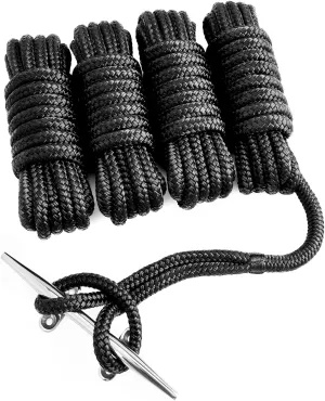 Young Marine 4 Pack 1/2” X 15’ Dock Lines Marine-Grade Double-Braided Nylon Dock Line with 12” Eyelet.Hi-Performance Boat Rope Mooring Rope Dock Line