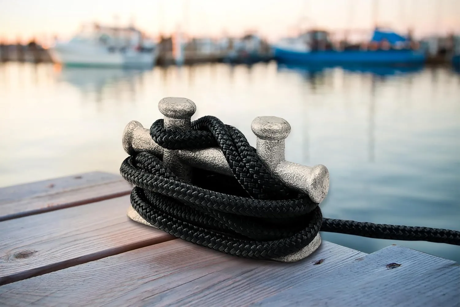 Young Marine 4 Pack 1/2” X 15’ Dock Lines Marine-Grade Double-Braided Nylon Dock Line with 12” Eyelet.Hi-Performance Boat Rope Mooring Rope Dock Line