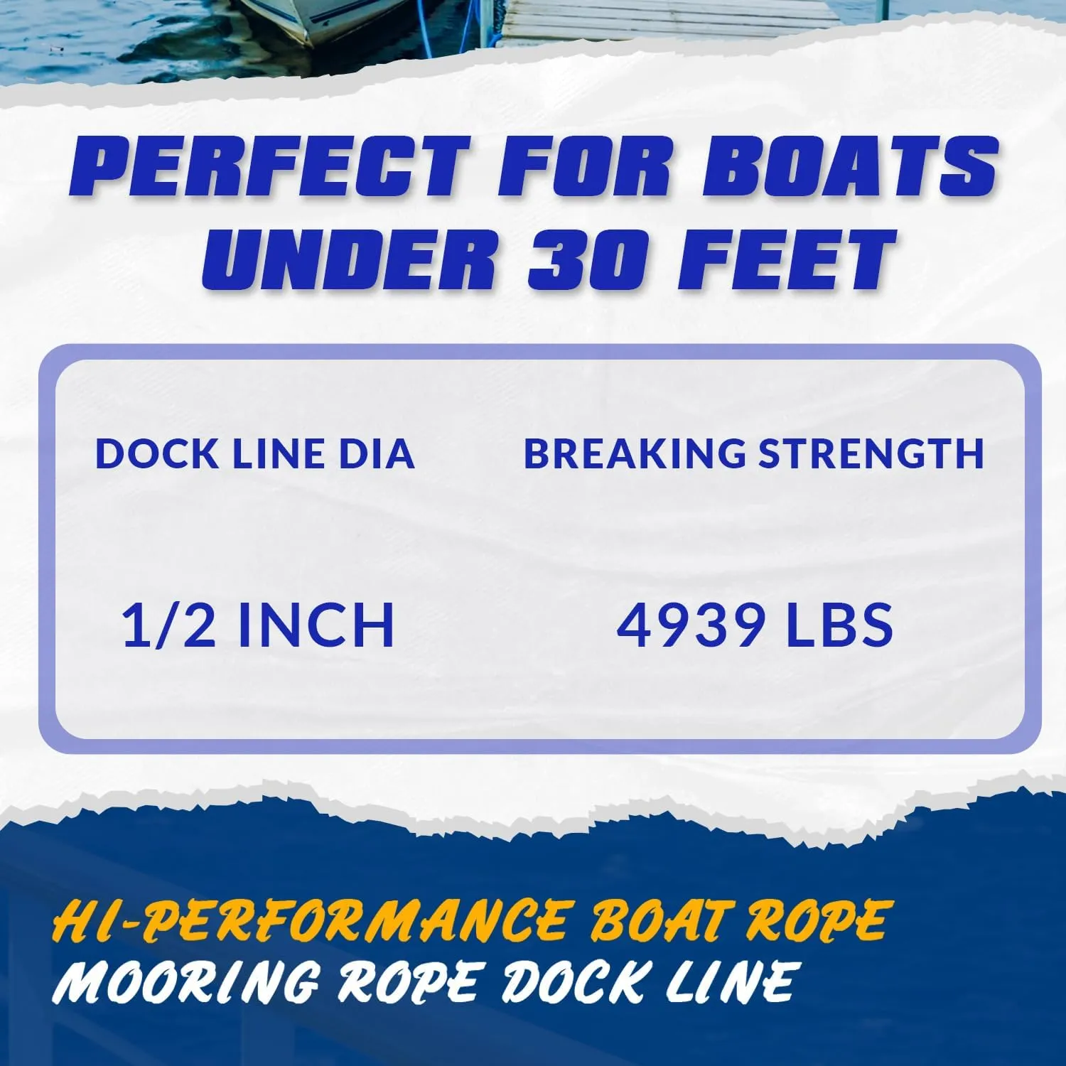 Young Marine 4 Pack 1/2” X 15’ Dock Lines Marine-Grade Double-Braided Nylon Dock Line with 12” Eyelet.Hi-Performance Boat Rope Mooring Rope Dock Line