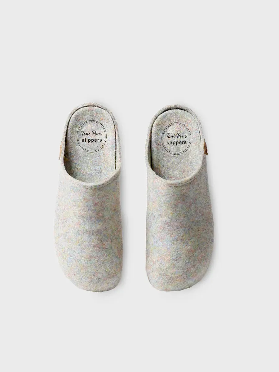 Zapatilla tipo zueco para mujer en fieltro reciclado | MONA-FR