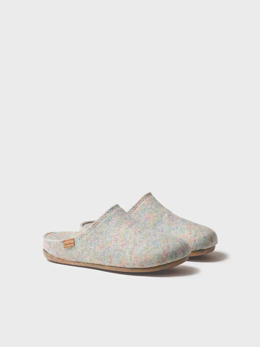 Zapatilla tipo zueco para mujer en fieltro reciclado | MONA-FR