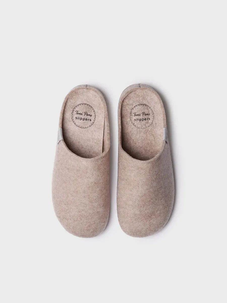 Zapatilla tipo zueco para mujer en fieltro reciclado | MONA-FR