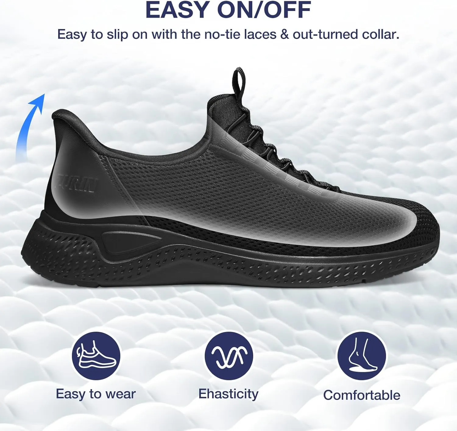 ZURIN Mens Slip On Walking Sneakers with Arch Support,Lightweight Breathable Non Slip Tennis Running Shoes for Athletic Workout Gym Work